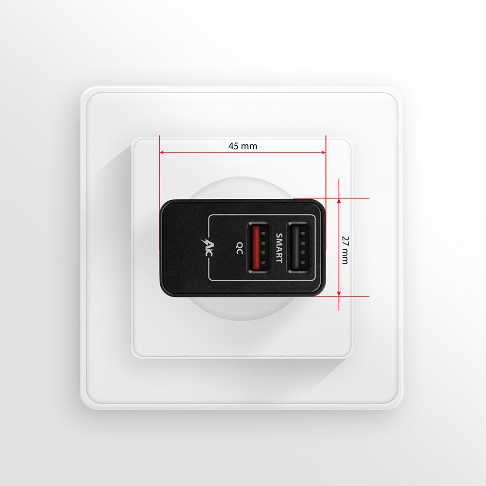 Axagon Acu-Qs24, Cargador De Red RãPido E Inteligente, 2x Puerto Usb Qc3.0 / Afc / Fcp + 5v-1.2a, 24w