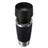 Taza Térmica Emsa Travel Mug  Waves Negro/Acero Inoxidable, 0,36 Litros N2021200