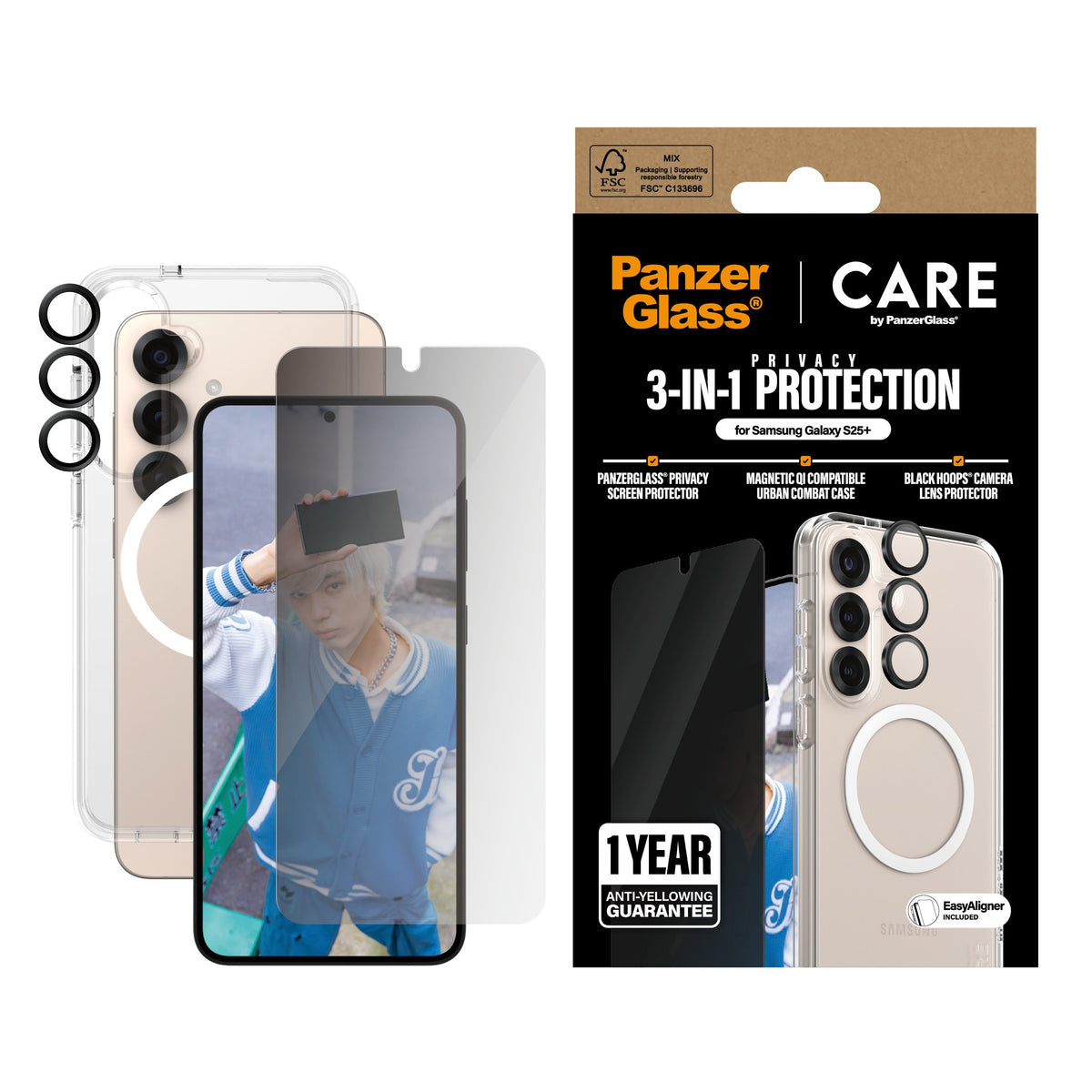 EAN 5715685016196 - PanzerGlass ® | CARE™ by ® 3-in-1 Privacy Bundle Samsung Galaxy S25+ Protector de pantalla 1 pieza(s) imagen 2