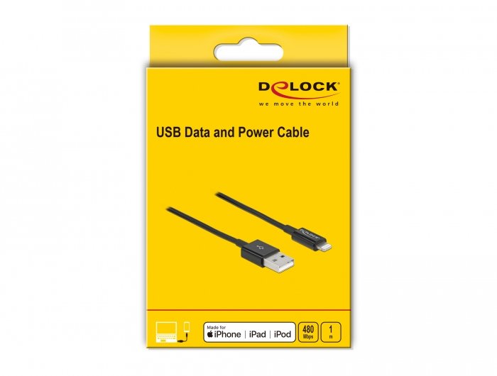 Delock Cable Datos Y Carga Usb Para Iphone, Ipad, Ipod Negro 1 M