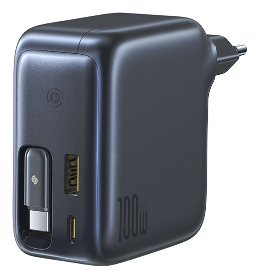 Enercore Cj11 Fast Charger With Retractable Cable 2c+U 100w Eu Cluster Black