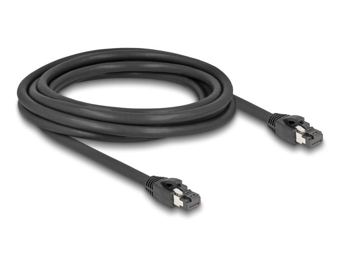 Cable De Red Delock Rj-45 Cat.8.1 S/Ftp, Hasta 40 Gbps (Negro, 3 Metros)