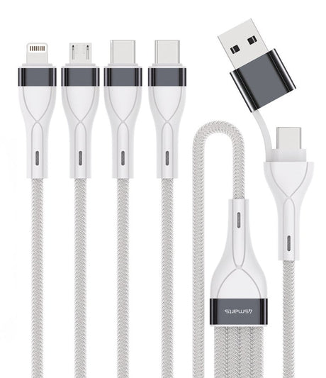 EAN 4252011910175 - 4smarts 541299 cable USB 0,25 m USB C USB C/Micro USB-A/Lightning Plata, Blanco imagen 1