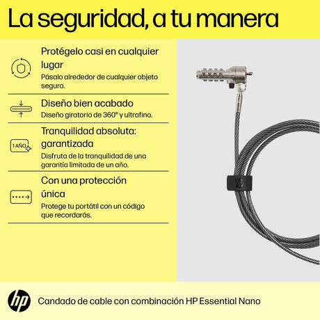 EAN 0196337975859 - HP Essential Nano Combination Cable Lock cable antirrobo Acero inoxidable 1,83 m imagen 4