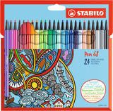 Stabilo Pen 68 - Rotulador - Mixto Colores - Tinta A Base De Agua - 1 Mm - Medio (Paquete De 24)