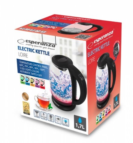 EAN 5901299949863 - Esperanza EKK027 tetera eléctrica 1,7 L 2200 W Negro, Transparente imagen 6