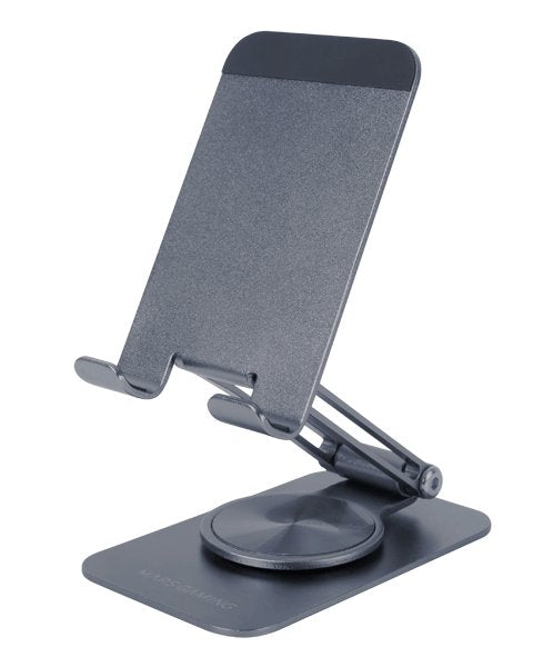 Soporte Sobremesa Para Smartphone Giratorio Negro Mars Gaming Plegable/ Estructura De Aluminio/ Rotación De 360º/ Ajuste De 180º/ Hasta 10''/ Peso Máximo Soportado De 1kg