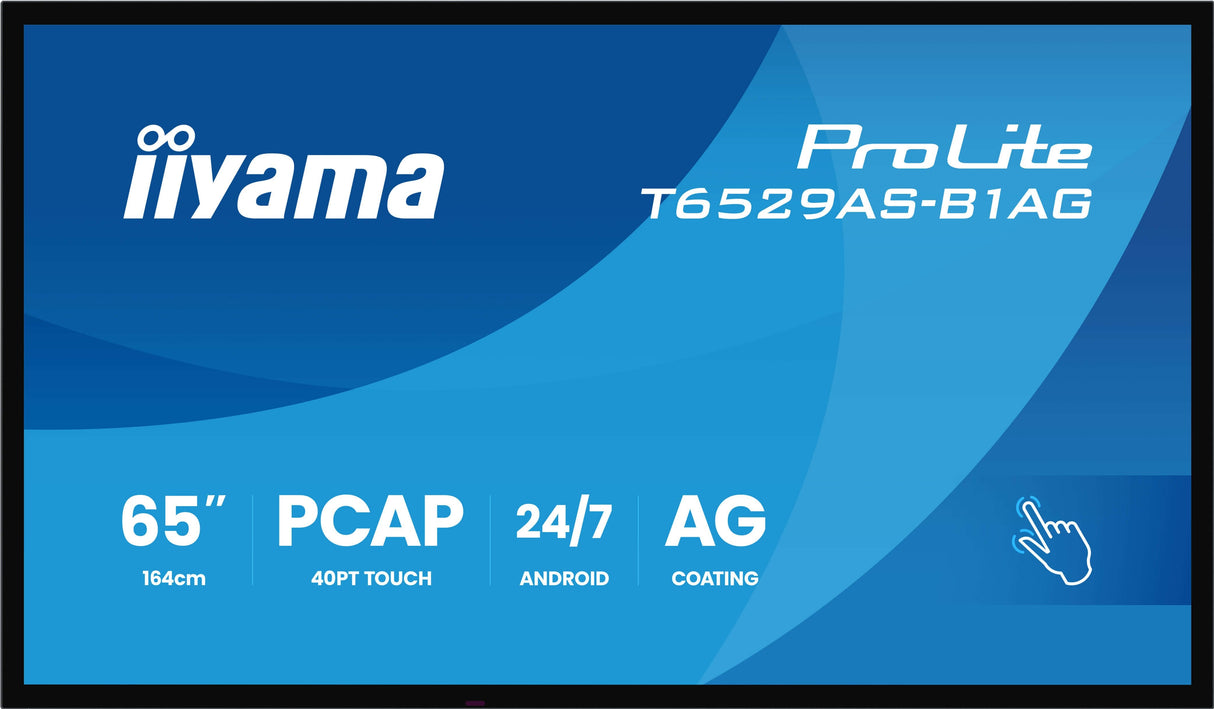 Iiyama T6529as-B1ag Pantalla De Señalización Panel Plano Interactivo 163,8 Cm (64.5") Led Wifi 500 Cd / M² 4k Ultra Hd Negro Pantalla Táctil Procesador Incorporado Android 24/7