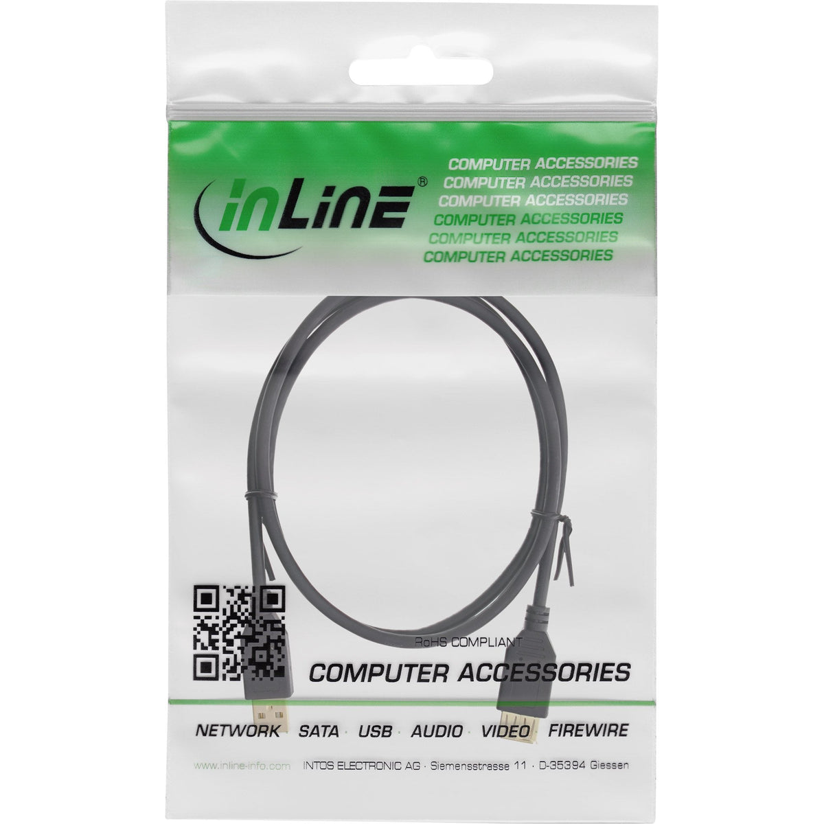 Cable De Extensión Inline Usb 2.0 Tipo A Macho A A Hembra Negro 0,5 M
