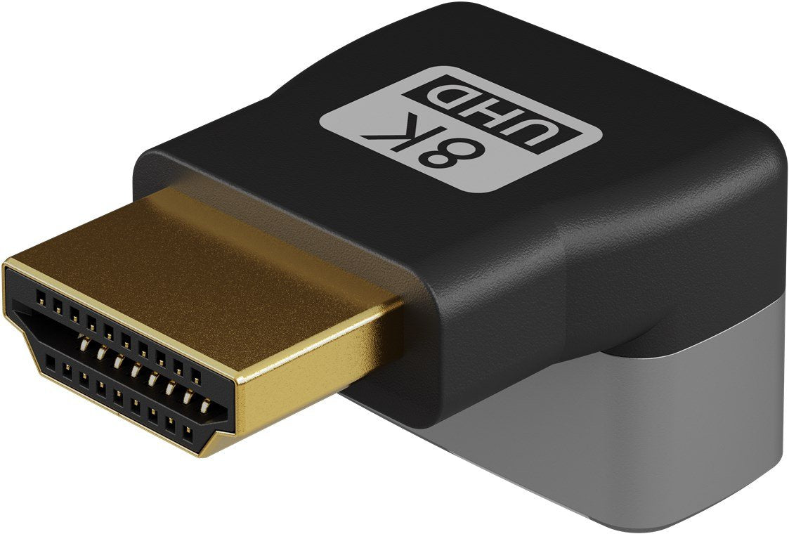 Goobay 72011 Hdmi Angled Adapter 270° Vertical, 8k @ 60 Hz, Gold-Plated, Black, Silver