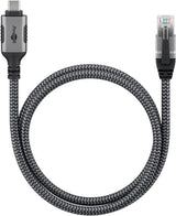 Cable Ethernet Goobay Usb-C 3.2 Gen2 Macho > Rj-45 Macho, Adaptador Lan Negro Plata, 7,5 Metros, Cubierta Textil Trenzada 70753