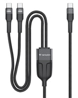 Verbatim Usb-Kabel Dual, Usb 2.0, Usb-C/2x Usb-C, Nylon,