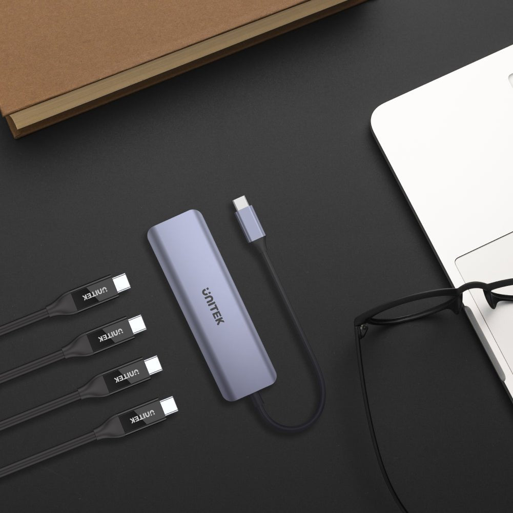 EAN 4894160048035 - UNITEK uHUB Q4 USB 3.2 Gen 1 (3.1 Gen 1) Type-C 5000 Mbit/s Gris imagen 4