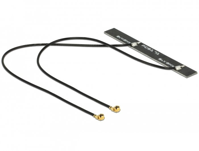 Delock 89631 Doble Antena Wlan Wifi 6 De Doble Banda 2 X I-Pex Inc., Mhf® I Macho De 5 Dbi Y Pcb De 2 X 50 Cm Interna Autoadhesiva