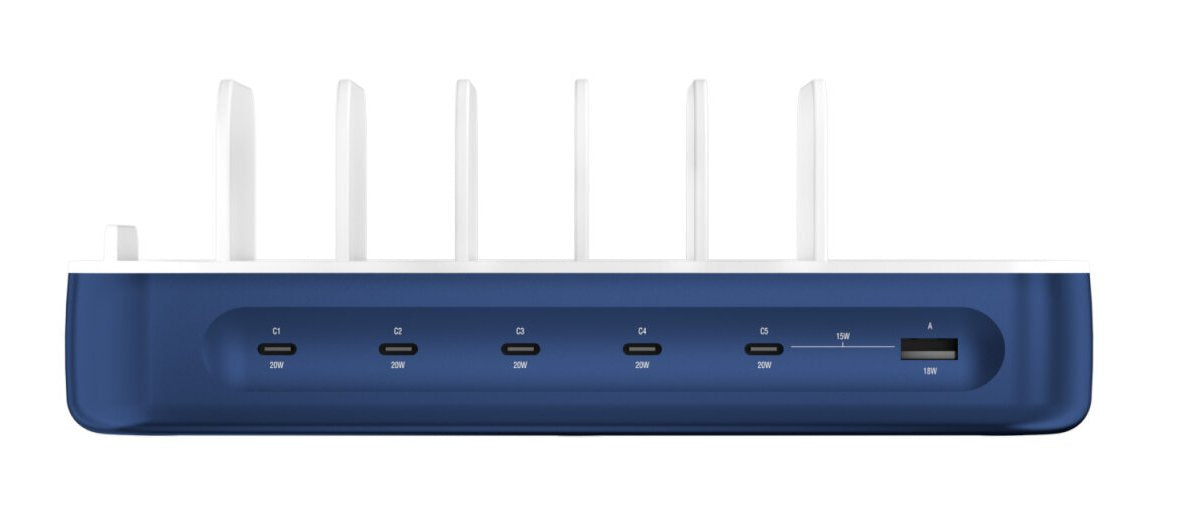 4smarts Ladestation Team 100w 5c 1a Inkl. 6 Cable, Navy