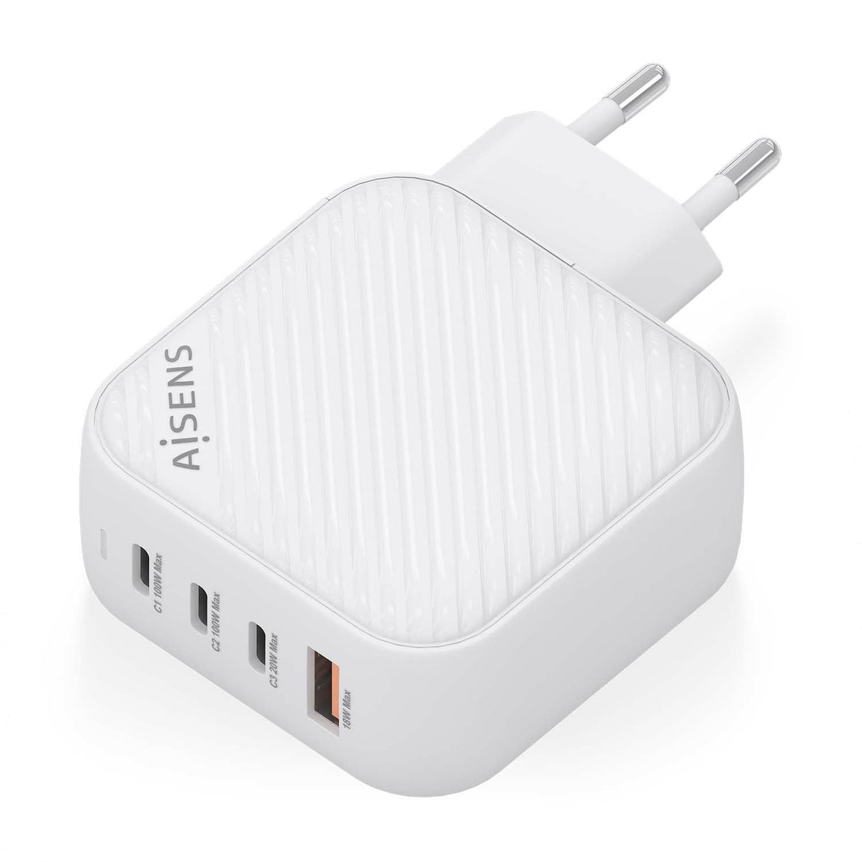 Aisens Cargador Gan 100w, 3xusb-C Pd3.0 Qc4.0, 1xusb-A Qc3.0, Blanco