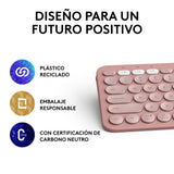 Teclado  Español Logitech Pebble Keys 2 K380s Rf Wireless + Bluetooth Qwerty Rosa