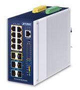Planet Industrial L3 8-Port Gestionado Gigabit Ethernet [10/100/1000] Energía Sobre Ethernet [Poe] Aluminio, Azul
