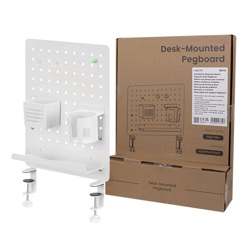 Pegboard, Clamp-On, Office, 420x477mm, Blanco