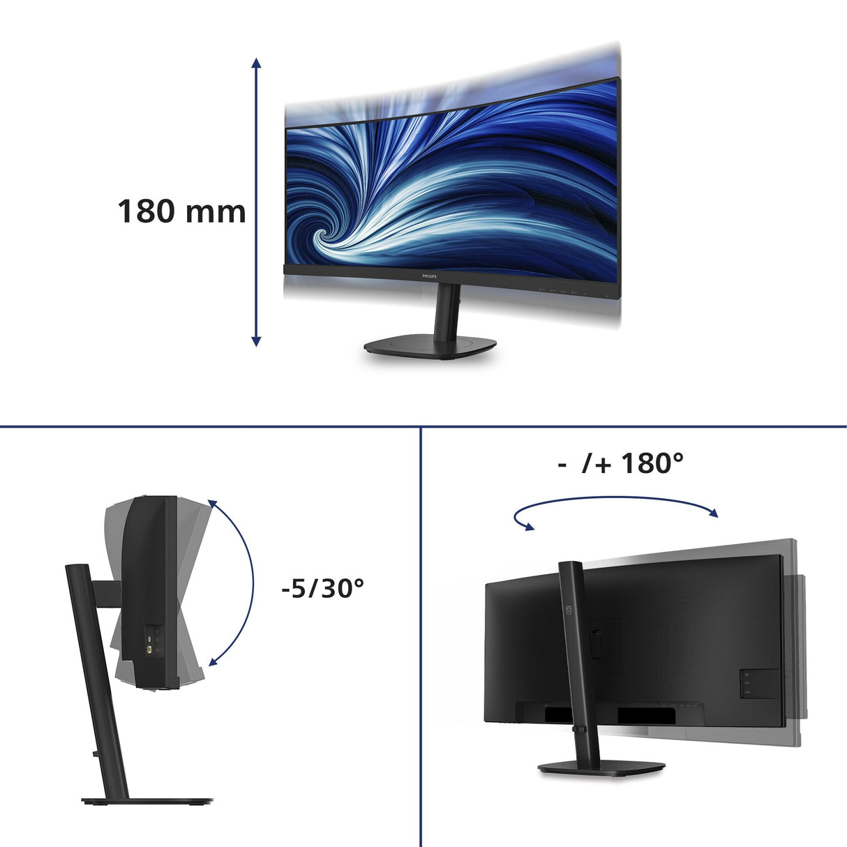 Philips Tft 34b2n3500c 00 86.5cm Va 34'' 3440x1440 Dp 2xhdmi Usb-Hub