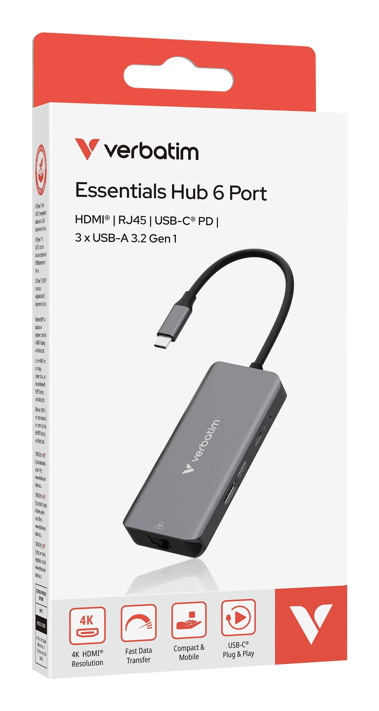 EAN 0023942321576 - Verbatim 32157 hub de interfaz USB 3.2 Gen 1 (3.1 Gen 1) Type-C 5000 Mbit/s Gris imagen 3
