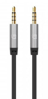 EAN 766623356015 - Manhattan 356015 cable de audio 5 m 3,5mm Negro, Plata imagen 3