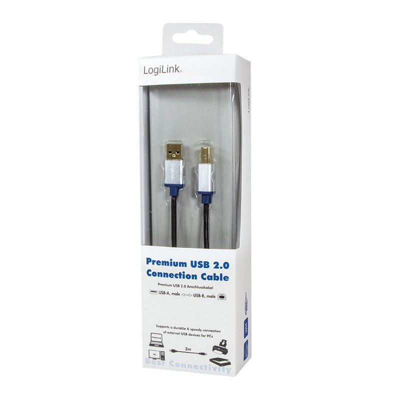 Logilink 2m, Usb2.0-A/Usb2.0-B Cable Usb 2.0 Usb A Usb B Negro