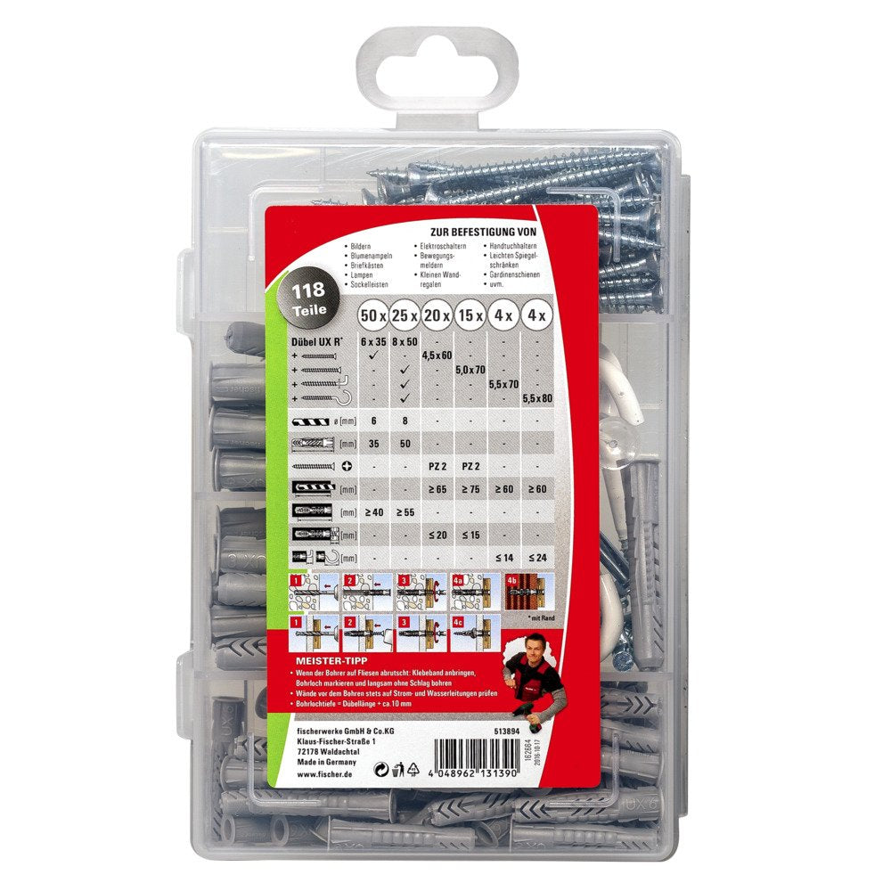 EAN 4048962131390 - Fischer MEISTER-BOX UX 75 pieza(s) Juego de enchufes de pared y tornillos imagen 2