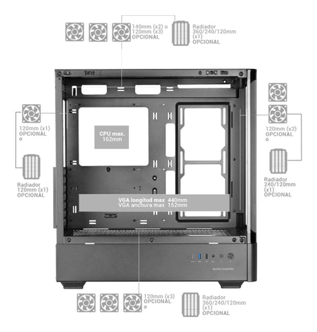 EAN 8435693112709 - Mars Gaming MCLCDPRO carcasa de ordenador Midi Tower Negro imagen 9