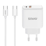Ladowarka Sieciowa La-10 30w Quick Charge Power Delivery 3.0 Biala + Kabel