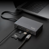 Docking Usb Tipo-C Tooq Tqe-2242g Ranura Ssd M.2 1xhdmi 1xrj45 1xusb 1xusb Tipo-C 1xlector Tarjetas 1x Jack 3.5 1xusb Tipo-C Pd