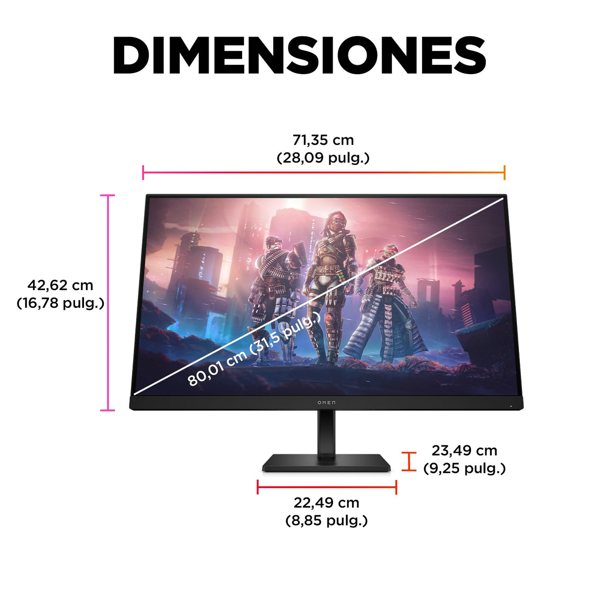 EAN 0197029617989 - OMEN by HP 31.5 inch QHD 165Hz Gaming Monitor - OMEN 32q pantalla para PC 80 cm (31.5") 2560 x 1440 Pixel imagen 10