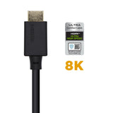Aisens Cable Hdmi V2.1 Certificado Ultra Alta Velocidad 8k@60hz 48gbps - A/M-A/M - 2m - Negro