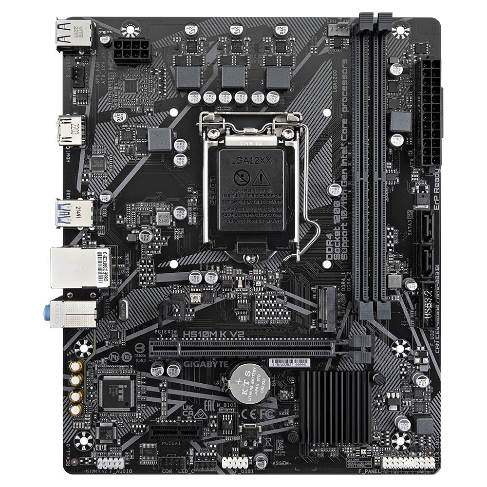 Placa Gigabyte H510m K V2 Intel1200 2ddr4 Hdmi Pcie3.0 2sata3 Usb3.2 Matx