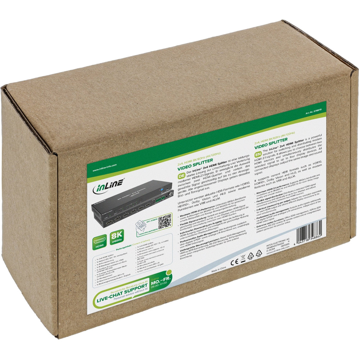 Splitter Hdmi  2x4 Puertos 8k 60hz Inline   2x4, Hdmi 8k/60hz (4k120hz)