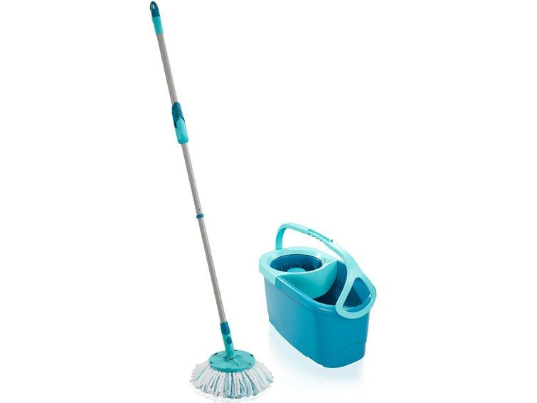 Leifheit Set Clean Twist Disc Mop Mobile 52102 - Fregona Microfibra, Cubo De 6l Con Carro, Escoba