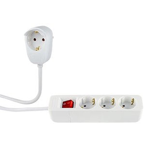 Rev Base De Enchufe Múltiple 3+1 Tomas 5m + Interruptor Blanco