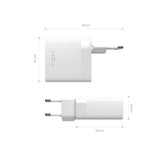 Cargador De Red Fijo Doble Usb-C Soporte Pd 65w Blanco