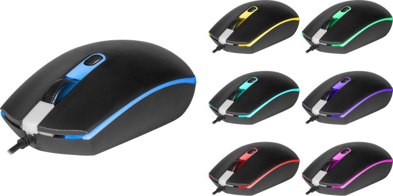 Ratón  Defender Dot Mb-986 Óptico 7 Colores 1000dpi 4p