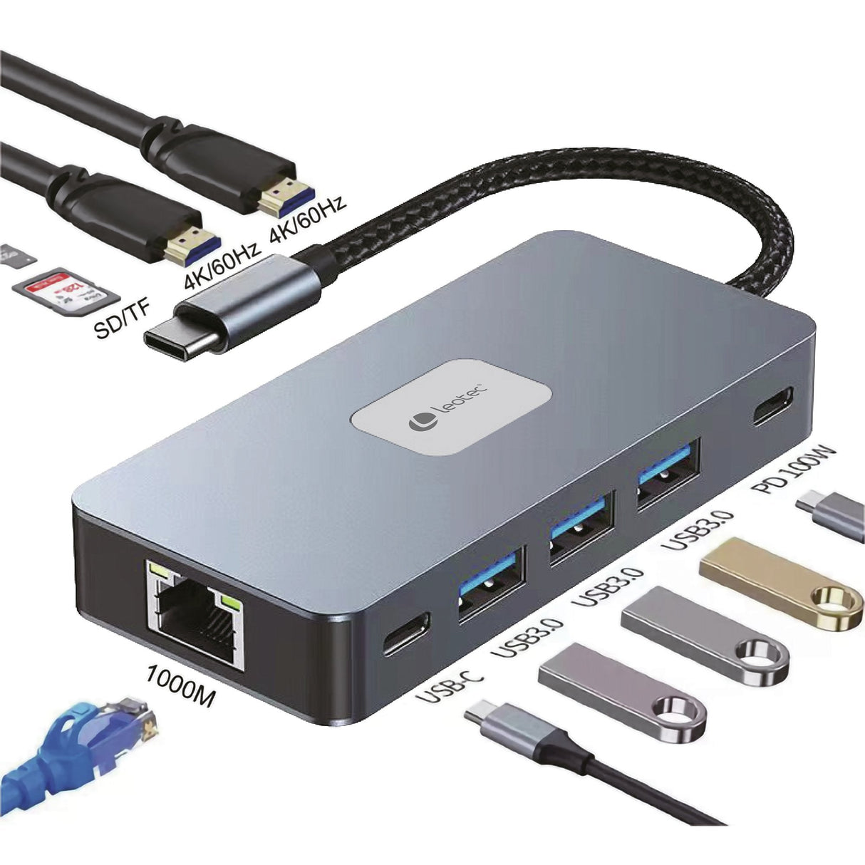 Leotec Docking Station 10-1 1usb-C Pd100 3usb3.0 1usb-C 2hdmi Ggl Lec Tjsd Mcsd