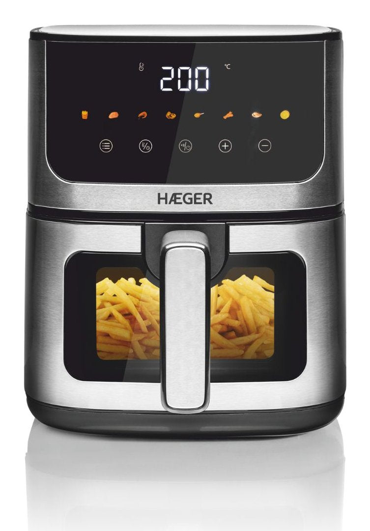 Freidora Digital Sin Aceite Haeger Magic Window - 4,7 L, 8 Programas, Pantalla Digital,1200w