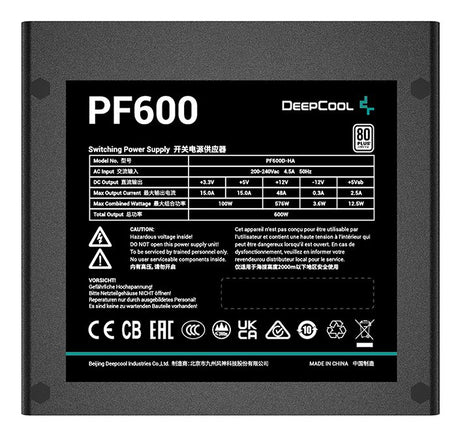 EAN 6933412711391 - DeepCool PF600 unidad de fuente de alimentación 600 W 20+4 pin ATX ATX Negro imagen 3