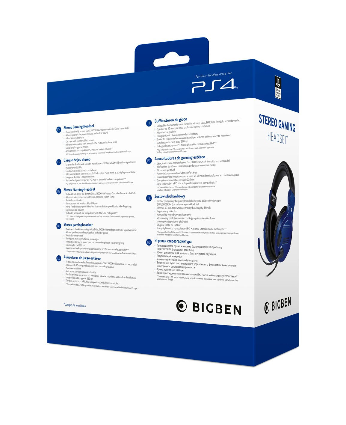 Auriculares Nacon Ps4ofheadsetv3blue  Bigben Con Micrófono Azul