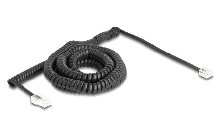 Delock Telefoncable   Spiralcable Rj11 Stecker Zu Rj45 Stecker Schwarz 10 M