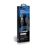 Nedis Usb-Kabel Usb 2.0  Apple Lightning 8-Pin  Usb-C Stecker  60 W  480 Mbps  Vernickelt  1.00 M  Rund  Geflochten / Nylon  Blau / Schwarz