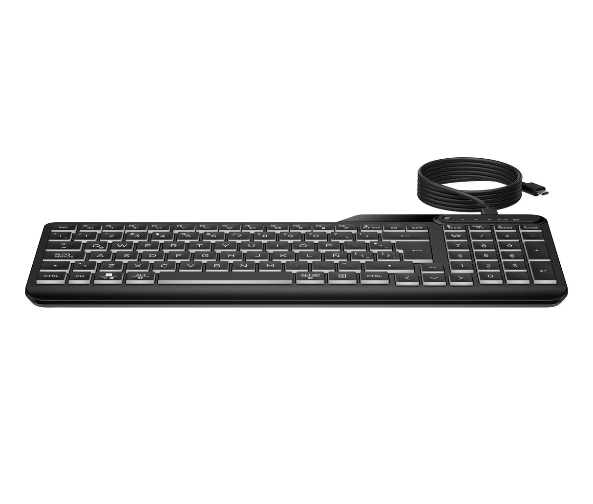 Teclado Con Cable Retroiluminado Hp 400, Teclado Negro, Aleman, Émbolo 7n7c0aa#Abd