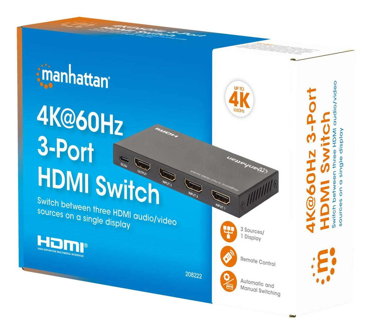 Manhattan 4k 60hz 3-Port Hdmi-Switch