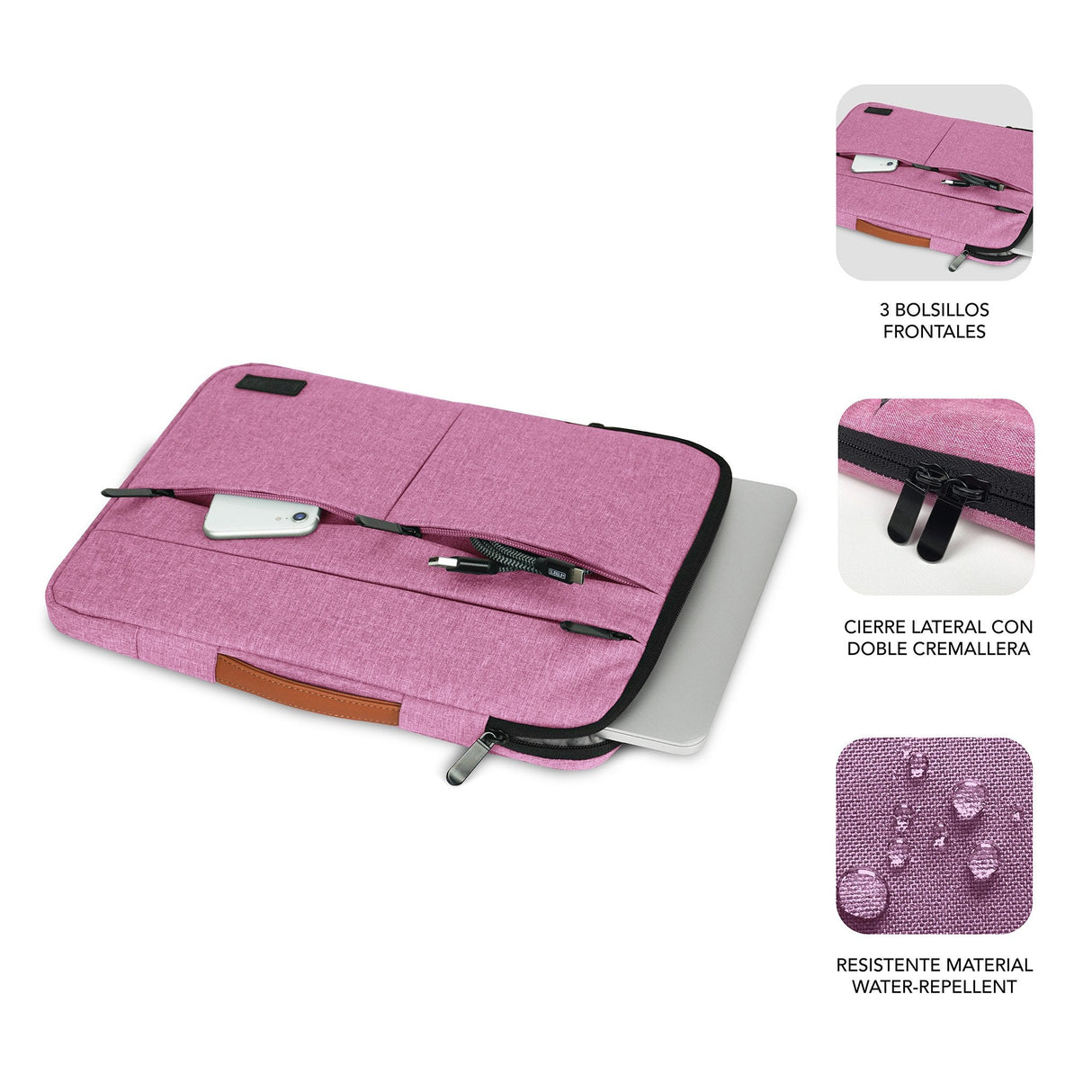 Funda Subblim Air Padding 360 Sleeve Para Portátiles Hasta 15.6' Rosa
