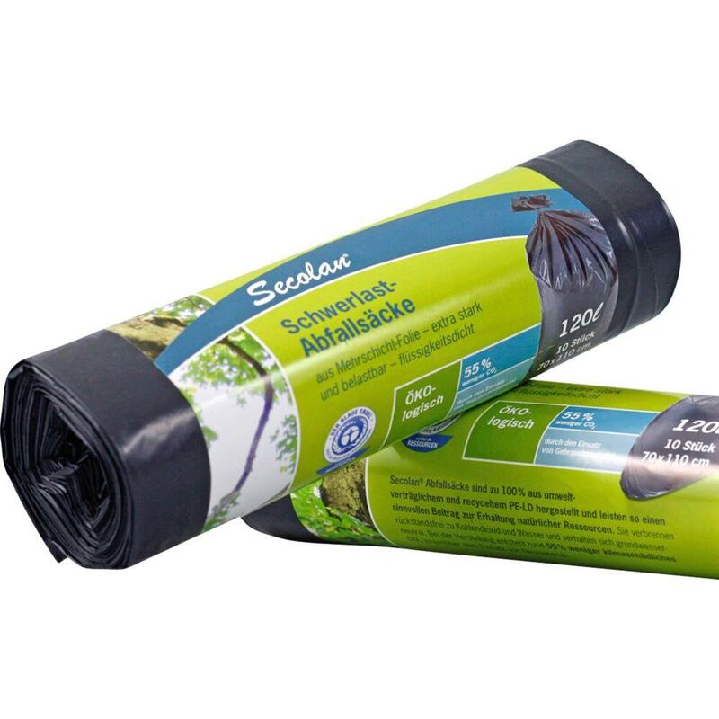 1x10 Secolan Heavy Duty Garbage Bags 120 L Grey/Black