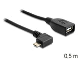 Delock Cable Usb Micro-B Macho > Usb 2.0-A Hembra Otg 50 Cm Angular
